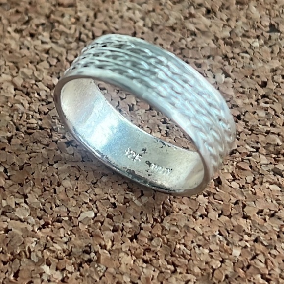 Vintage Estate Sale Men’s Triple Rope Cable Twist 925 Silver Band Ring - Picture 2 of 16